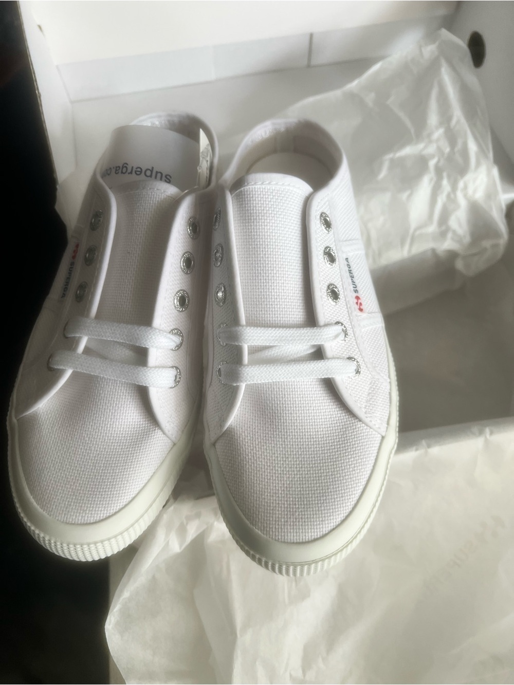 Superga White Low-Top Canvas Sneakers